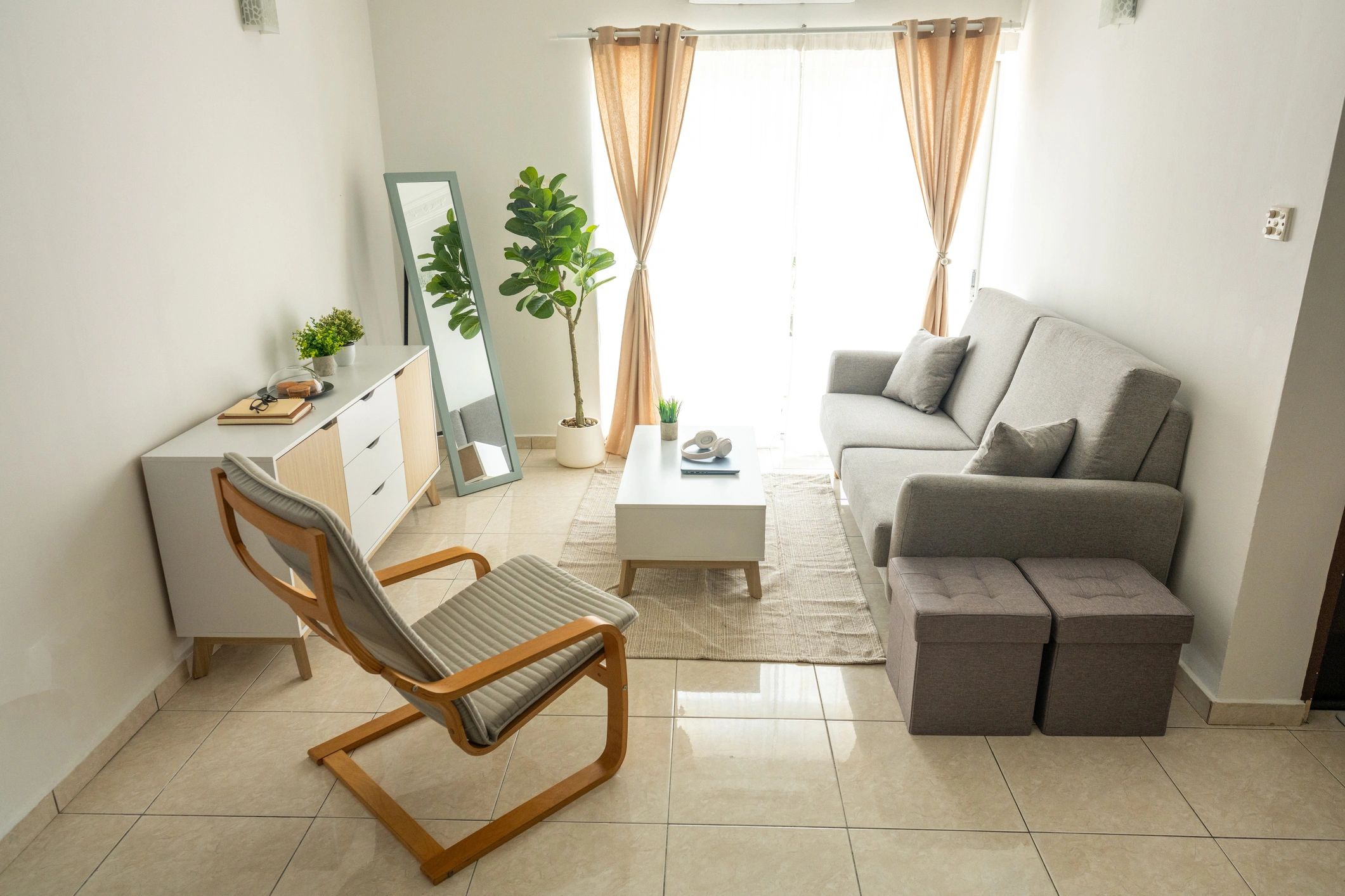 Bright modern living room interior